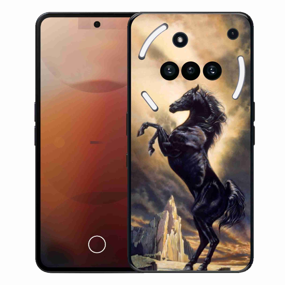 Gelový kryt mmCase na Nothing Phone (3a) - černý kreslený kůň