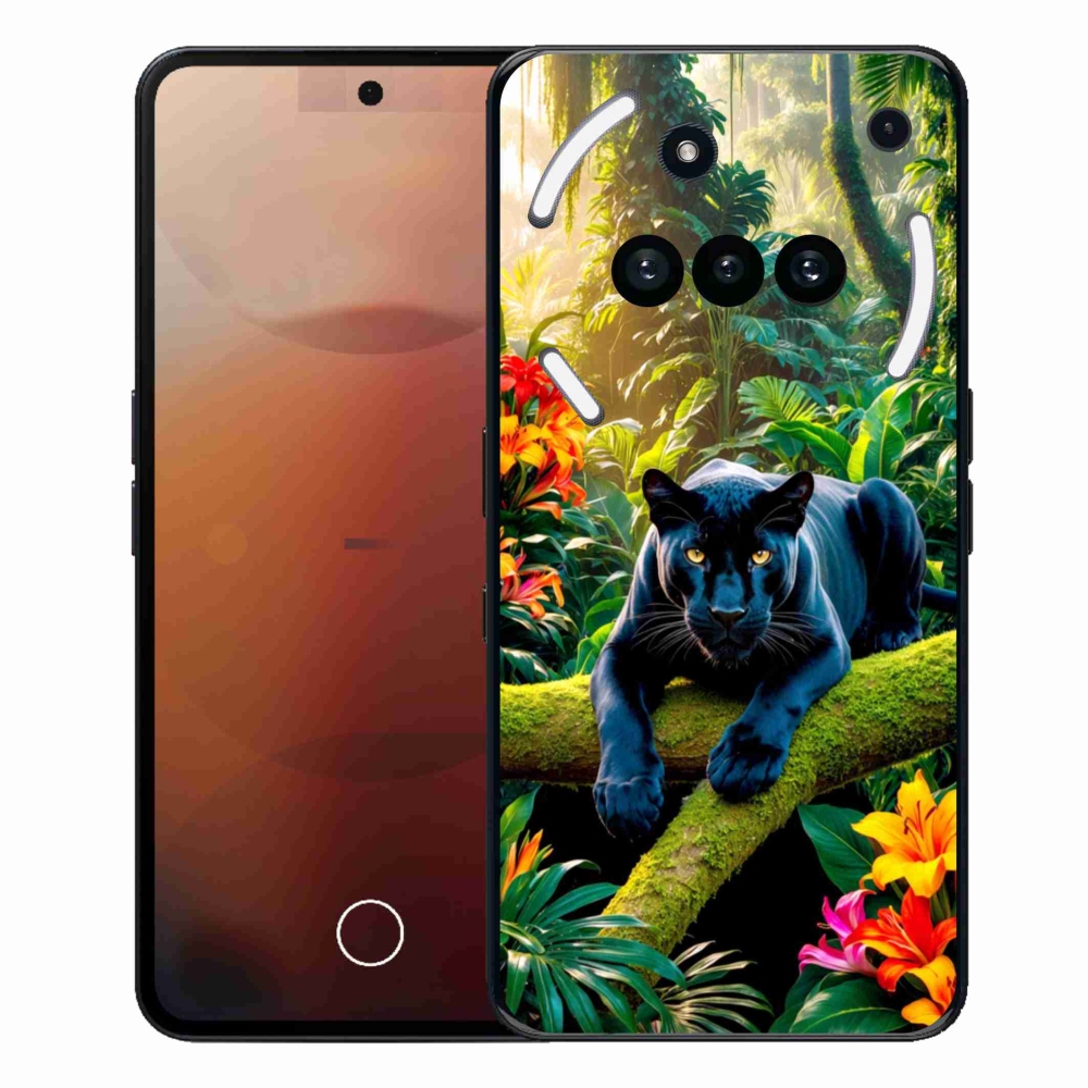 Gelový kryt mmCase na Nothing Phone (3a) - černý panter v džungli