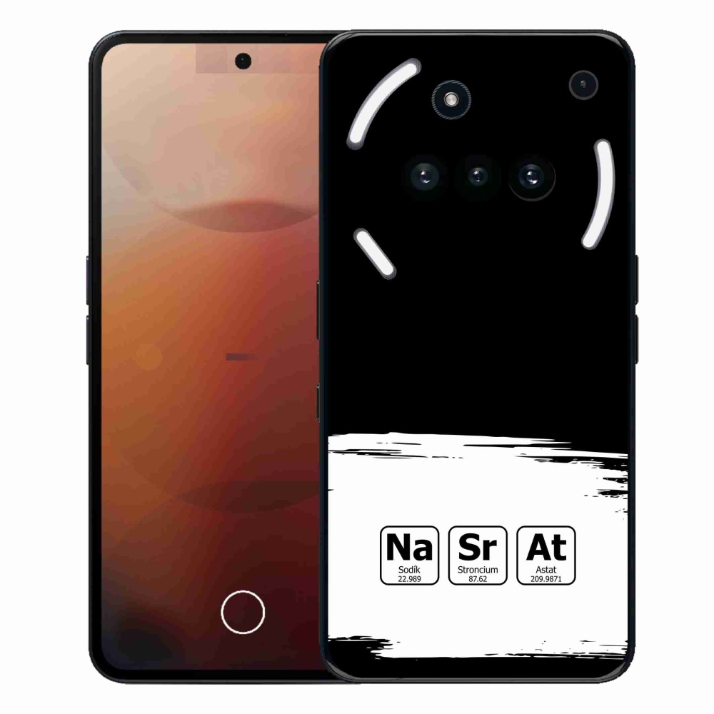 Gelový kryt mmCase na Nothing Phone (3a) - chemické prvky bíločerné pozadí