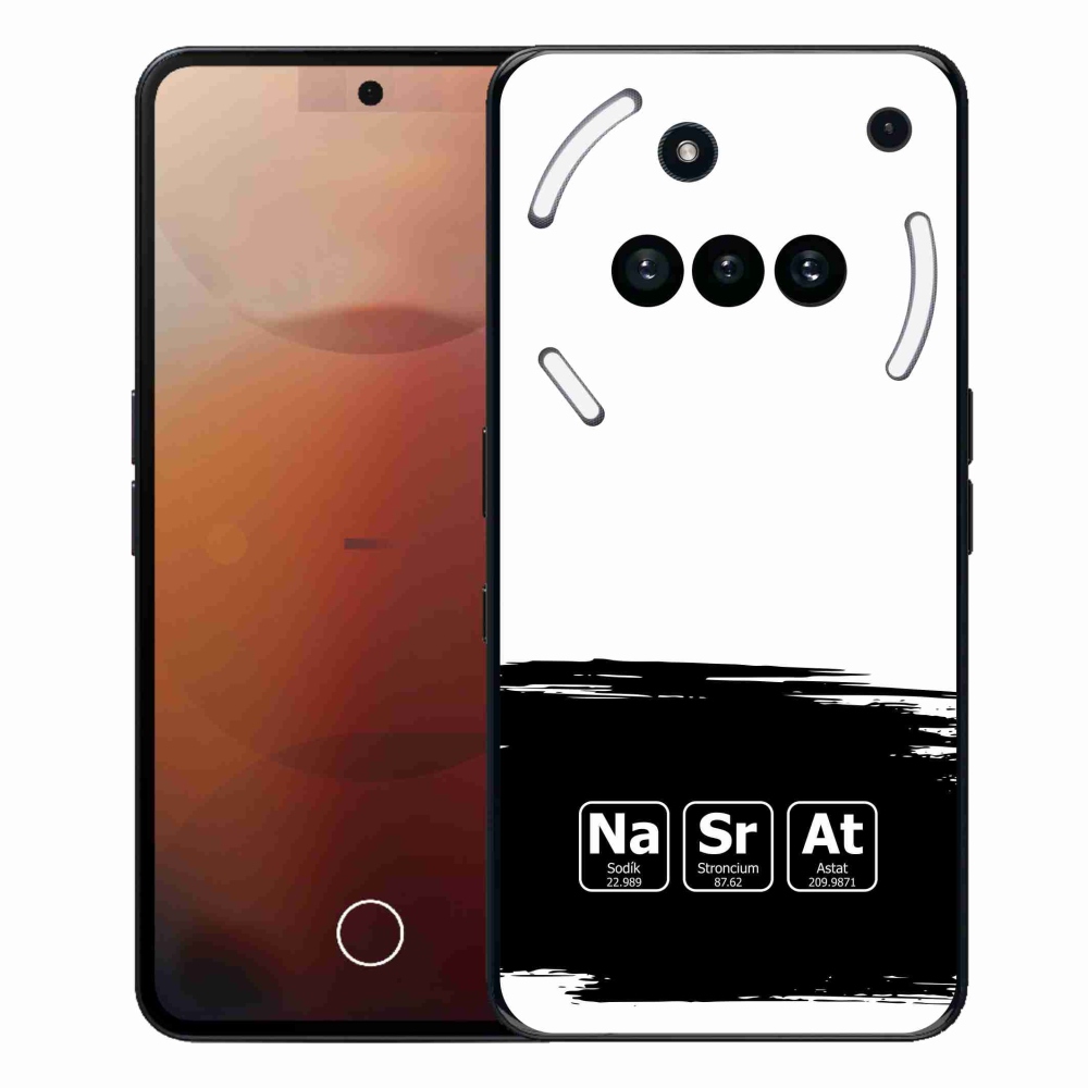 Gelový kryt mmCase na Nothing Phone (3a) - chemické prvky černobílé pozadí