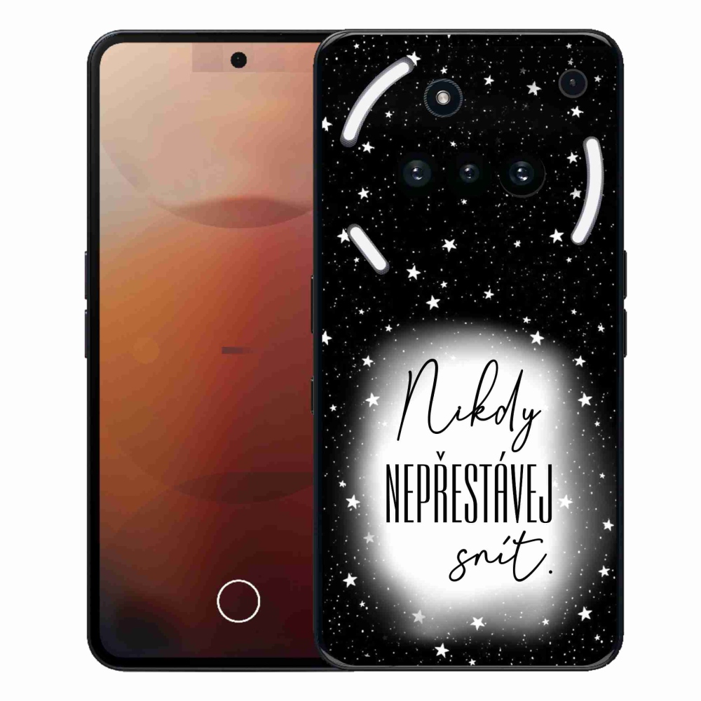 Gelový kryt mmCase na Nothing Phone (3a) - citát 1 bíločerné pozadí