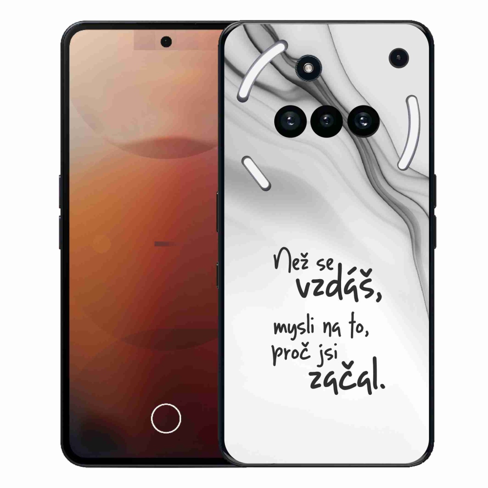 Gelový kryt mmCase na Nothing Phone (3a) - citát 2 bílé pozadí