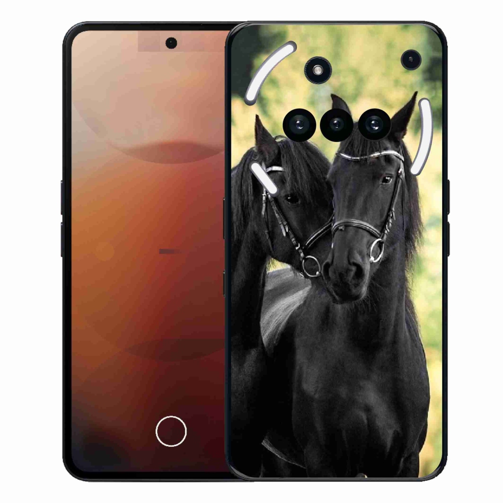 Gelový kryt mmCase na Nothing Phone (3a) - dva černí koně