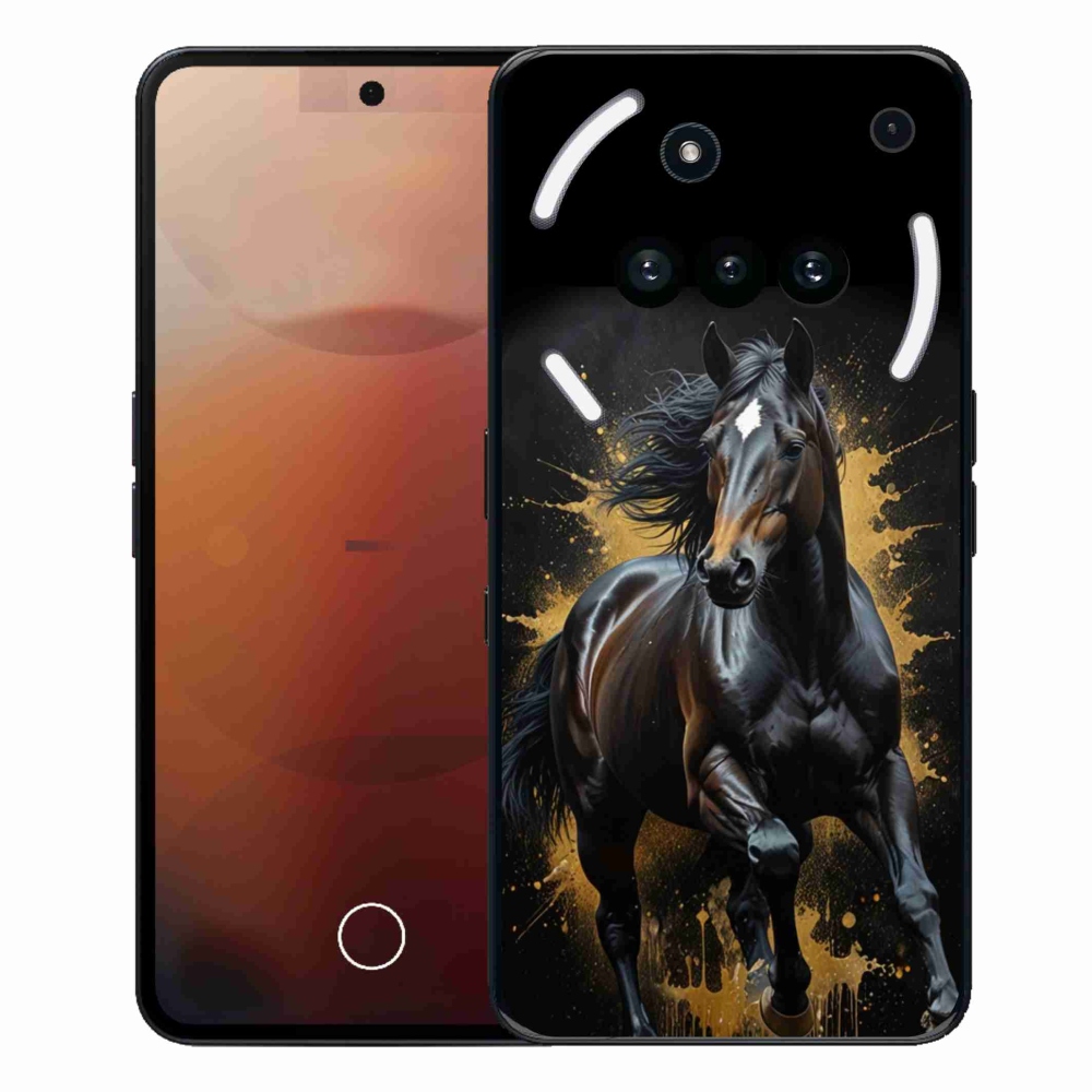 Gelový kryt mmCase na Nothing Phone (3a) - elegantní černý hřebec
