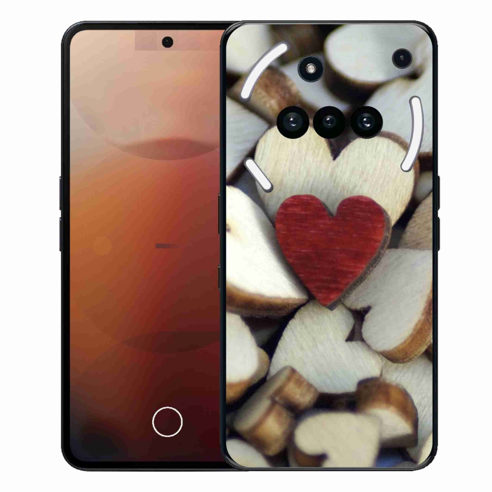 Gelový kryt mmCase na Nothing Phone (3a) - gravírované červené srdce 