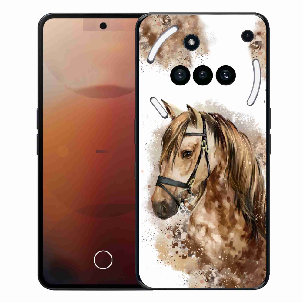 Gelový kryt mmCase na Nothing Phone (3a) - hnědý kreslený kůň