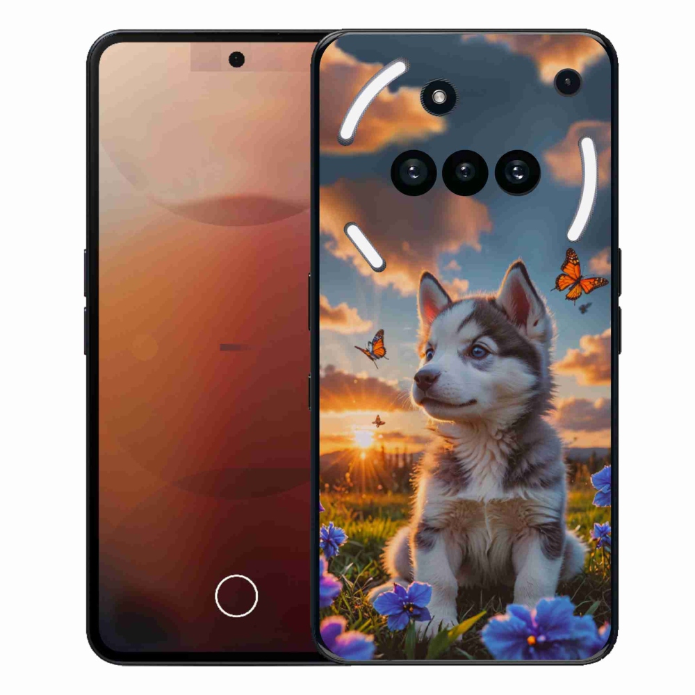 Gelový kryt mmCase na Nothing Phone (3a) - husky při západu slunce