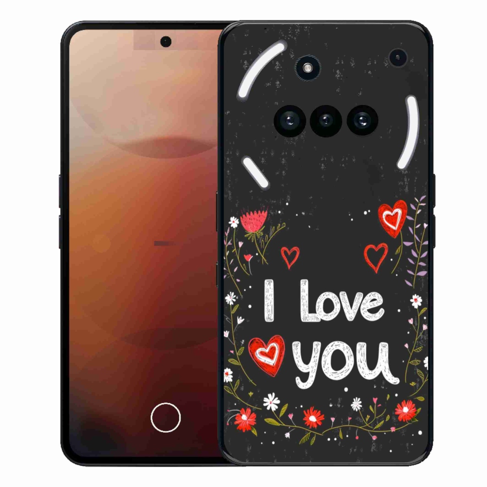 Gelový kryt mmCase na Nothing Phone (3a) - I love you černé pozadí