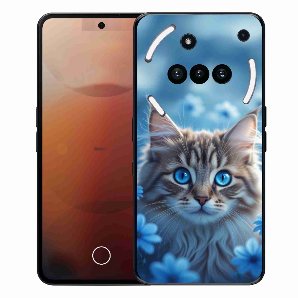 Gelový kryt mmCase na Nothing Phone (3a) - koťátko v modrých květech