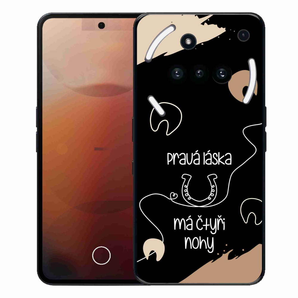 Gelový kryt mmCase na Nothing Phone (3a) - koňský motiv černé pozadí