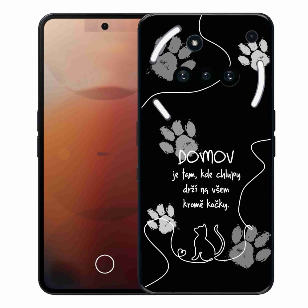 Gelový kryt mmCase na Nothing Phone (3a) - kočičí motiv černé pozadí