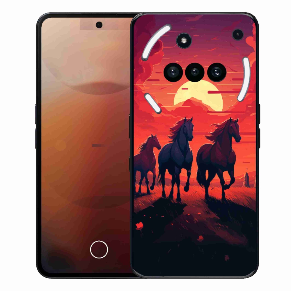 Gelový kryt mmCase na Nothing Phone (3a) - koně a západ slunce