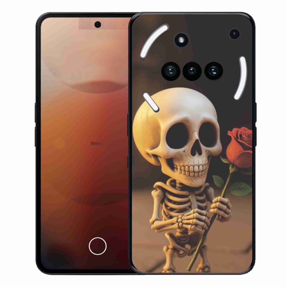 Gelový kryt mmCase na Nothing Phone (3a) - kostlivec s růží