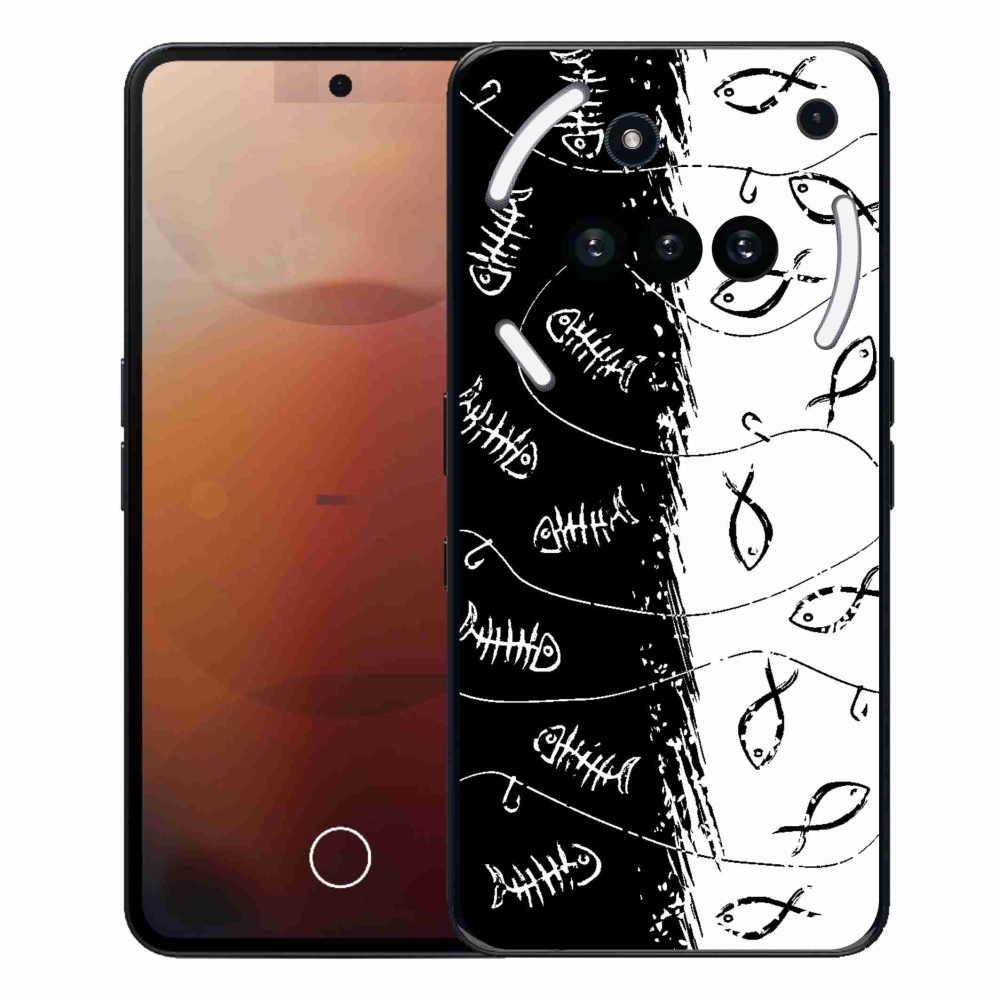 Gelový kryt mmCase na Nothing Phone (3a) - kostry a rybky