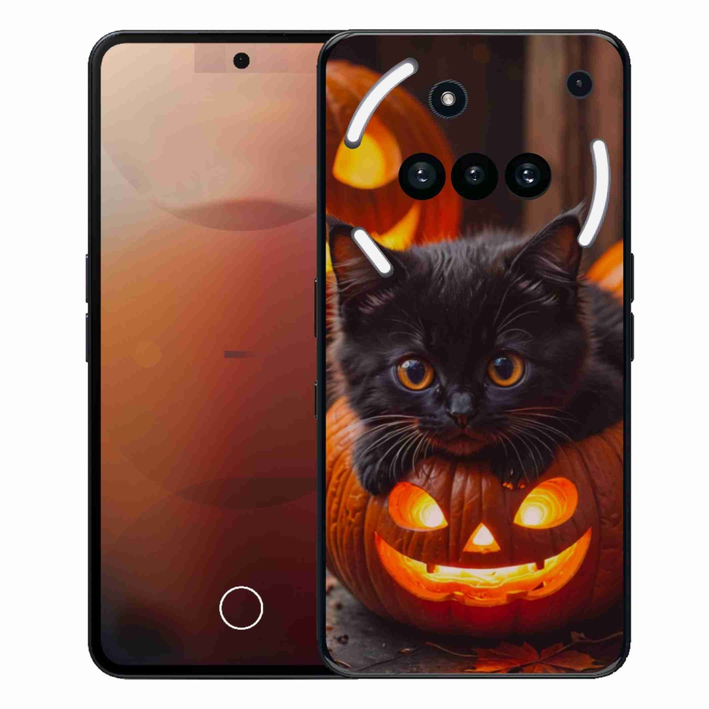 Gelový kryt mmCase na Nothing Phone (3a) - kotě a dýně