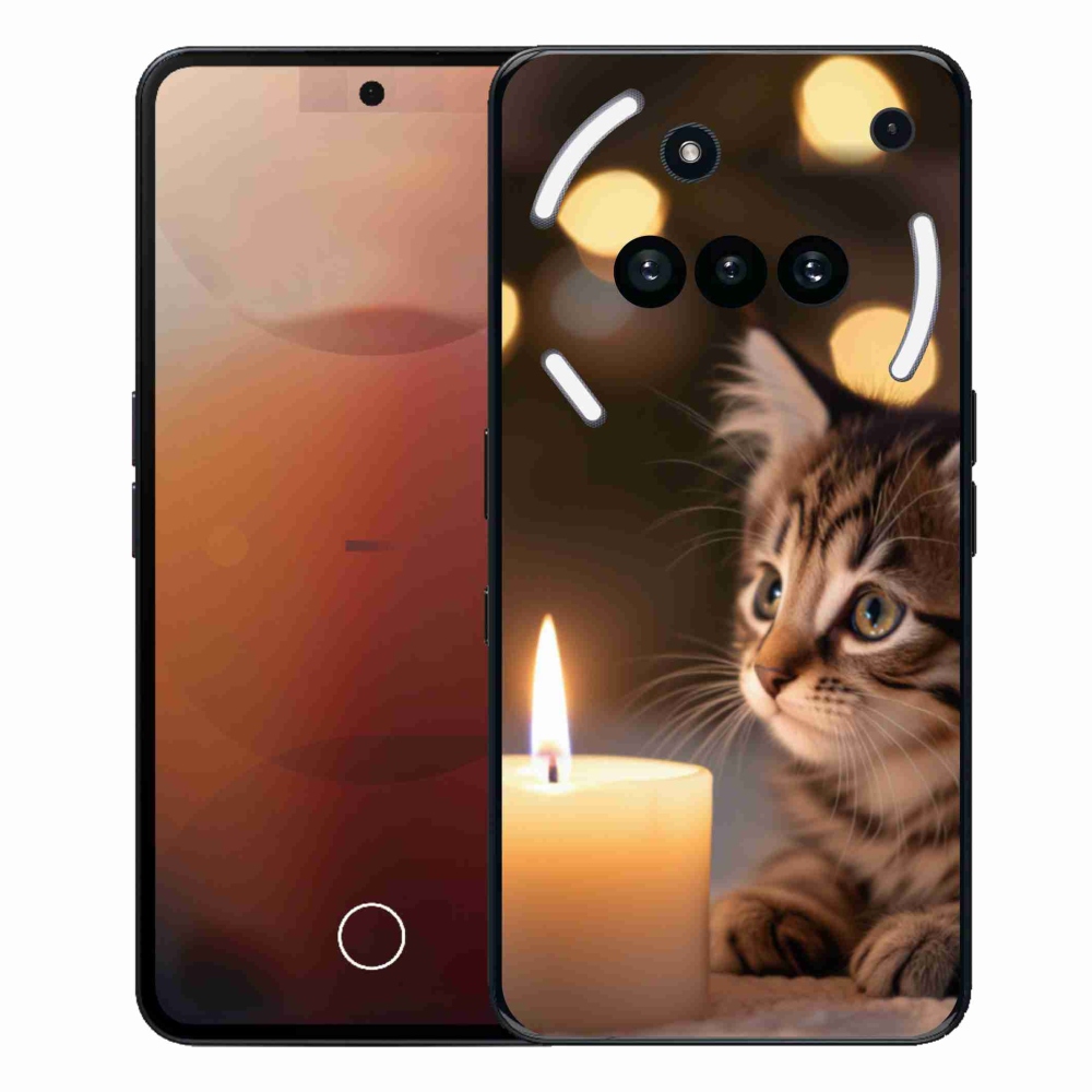 Gelový kryt mmCase na Nothing Phone (3a) - kotě a svíčka