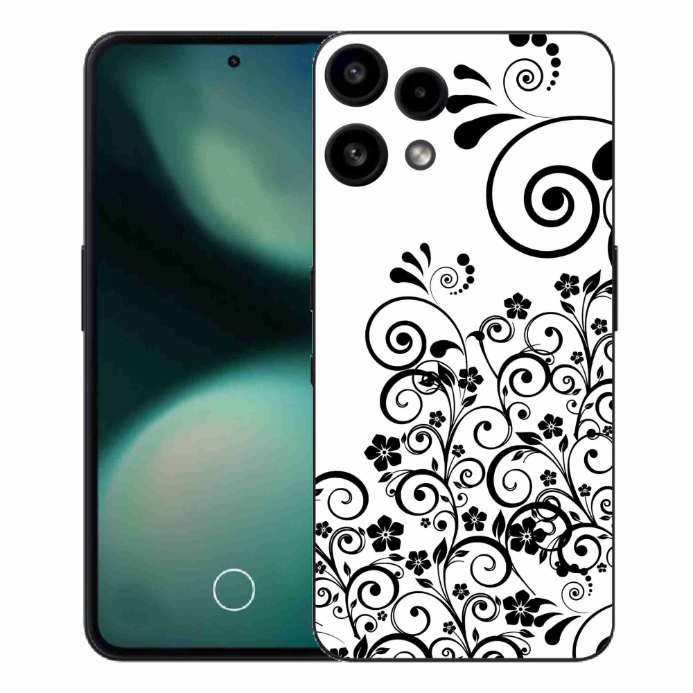 Gelový kryt mmCase na Nothing Phone (3a) Lite - černobílé květinové vzory