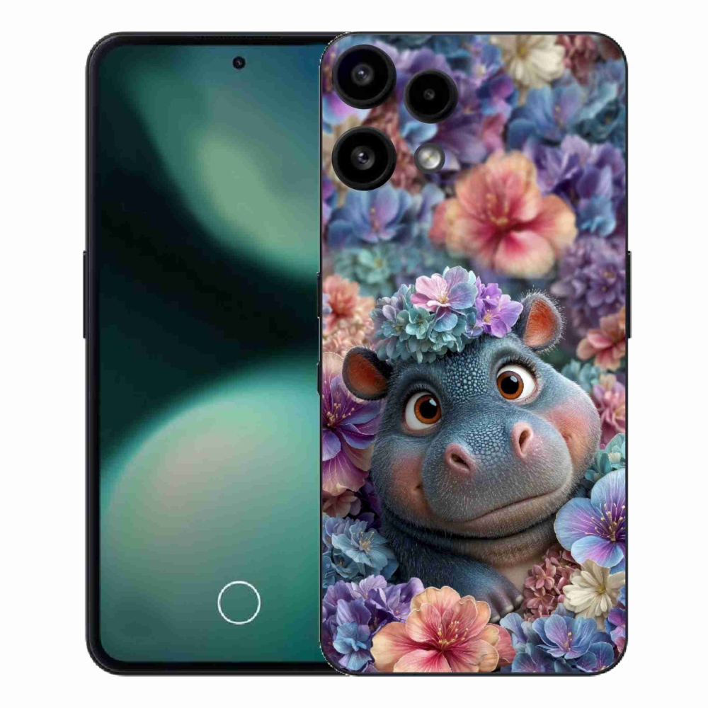 Gelový kryt mmCase na Nothing Phone (3a) Lite - hrošík v květinách