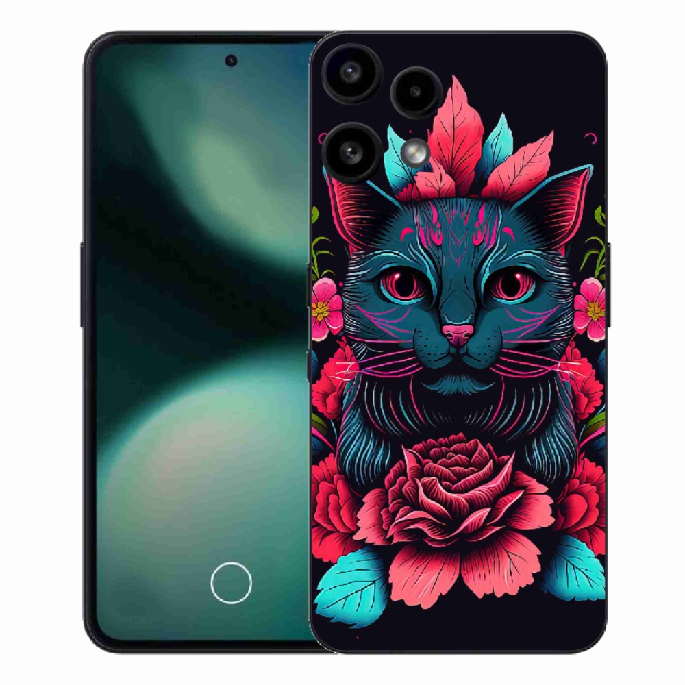 Gelový kryt mmCase na Nothing Phone (3a) Lite - květiny a kočka