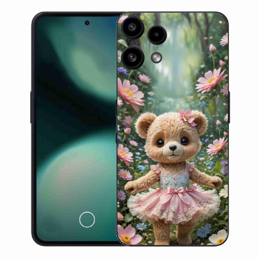 Gelový kryt mmCase na Nothing Phone (3a) Lite - roztomilý medvídek v květinách