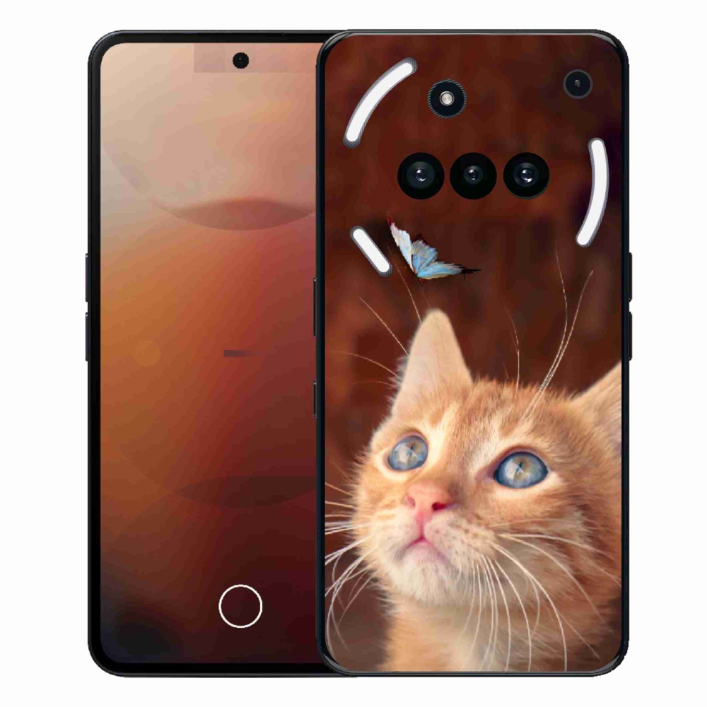Gelový kryt mmCase na Nothing Phone (3a) - motýl a kotě