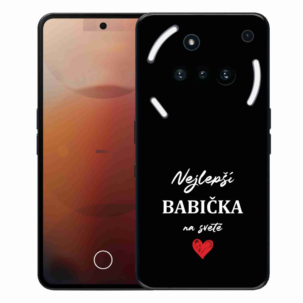 Gelový kryt mmCase na Nothing Phone (3a) - nejlepší babička 1 černé pozadí