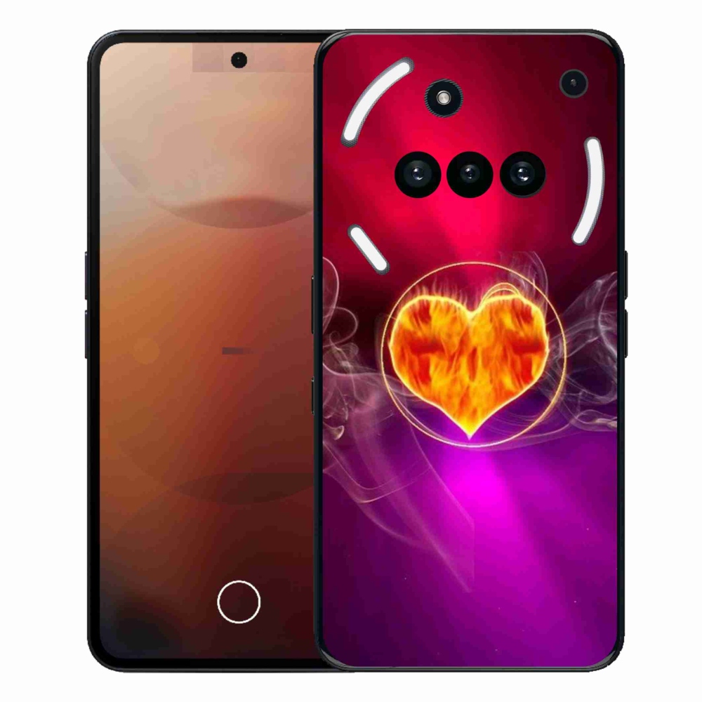 Gelový kryt mmCase na Nothing Phone (3a) - ohnivé srdce
