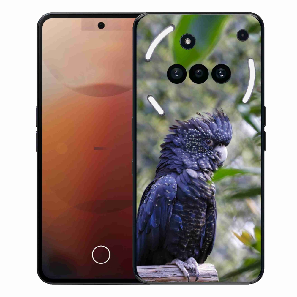 Gelový kryt mmCase na Nothing Phone (3a) - papoušek kakadu černý