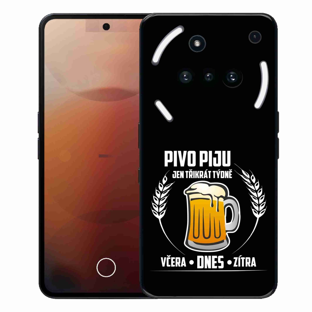 Gelový kryt mmCase na Nothing Phone (3a) - pivní motiv černé pozadí