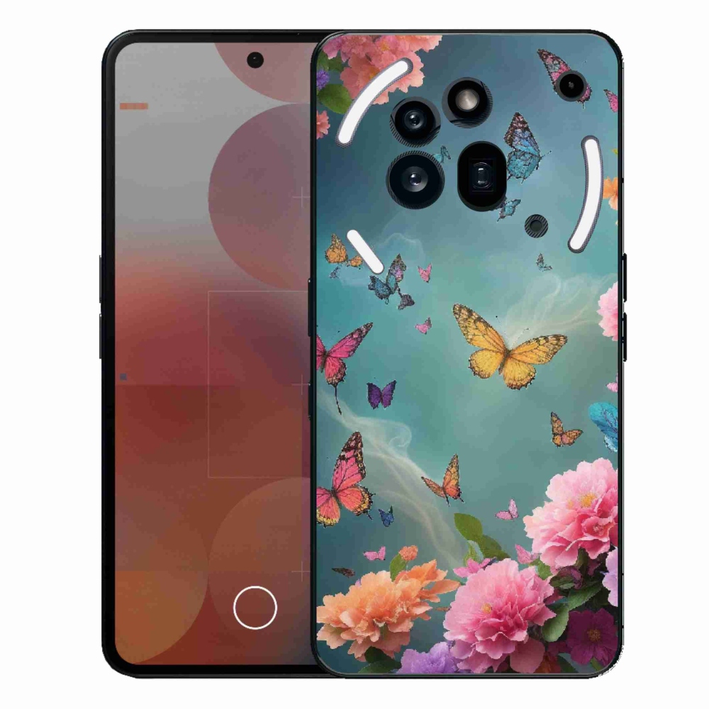Gelový kryt mmCase na Nothing Phone (3a) Pro - barevné květy a motýli