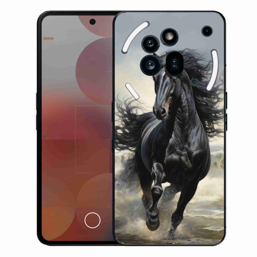 Gelový kryt mmCase na Nothing Phone (3a) Pro - běžící černý kůň