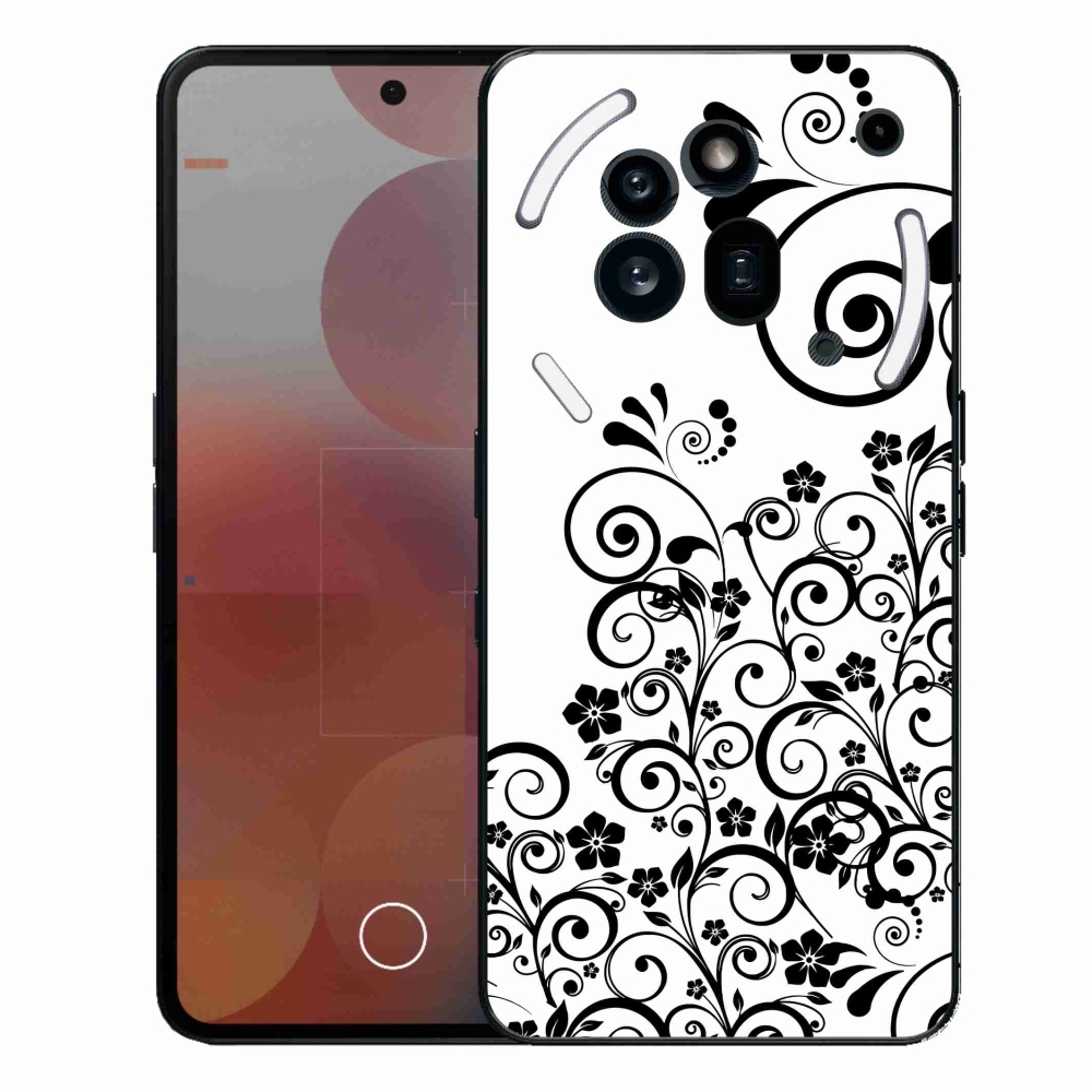 Gelový kryt mmCase na Nothing Phone (3a) Pro - černobílé květinové vzory