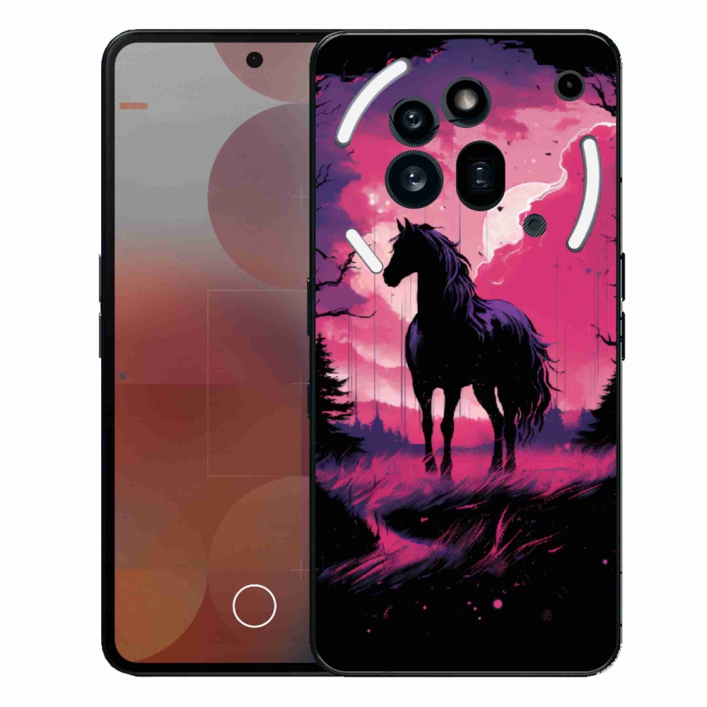 Gelový kryt mmCase na Nothing Phone (3a) Pro - černý kreslený kůň 1