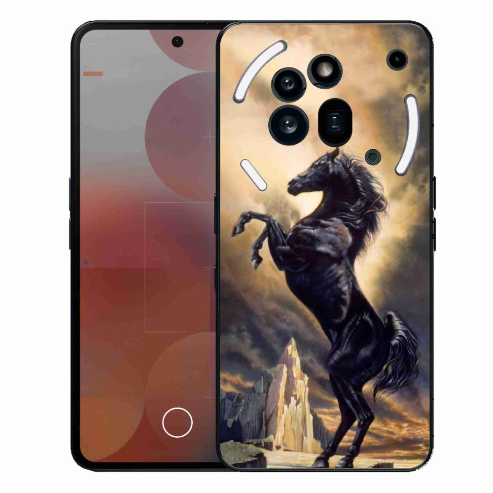 Gelový kryt mmCase na Nothing Phone (3a) Pro - černý kreslený kůň