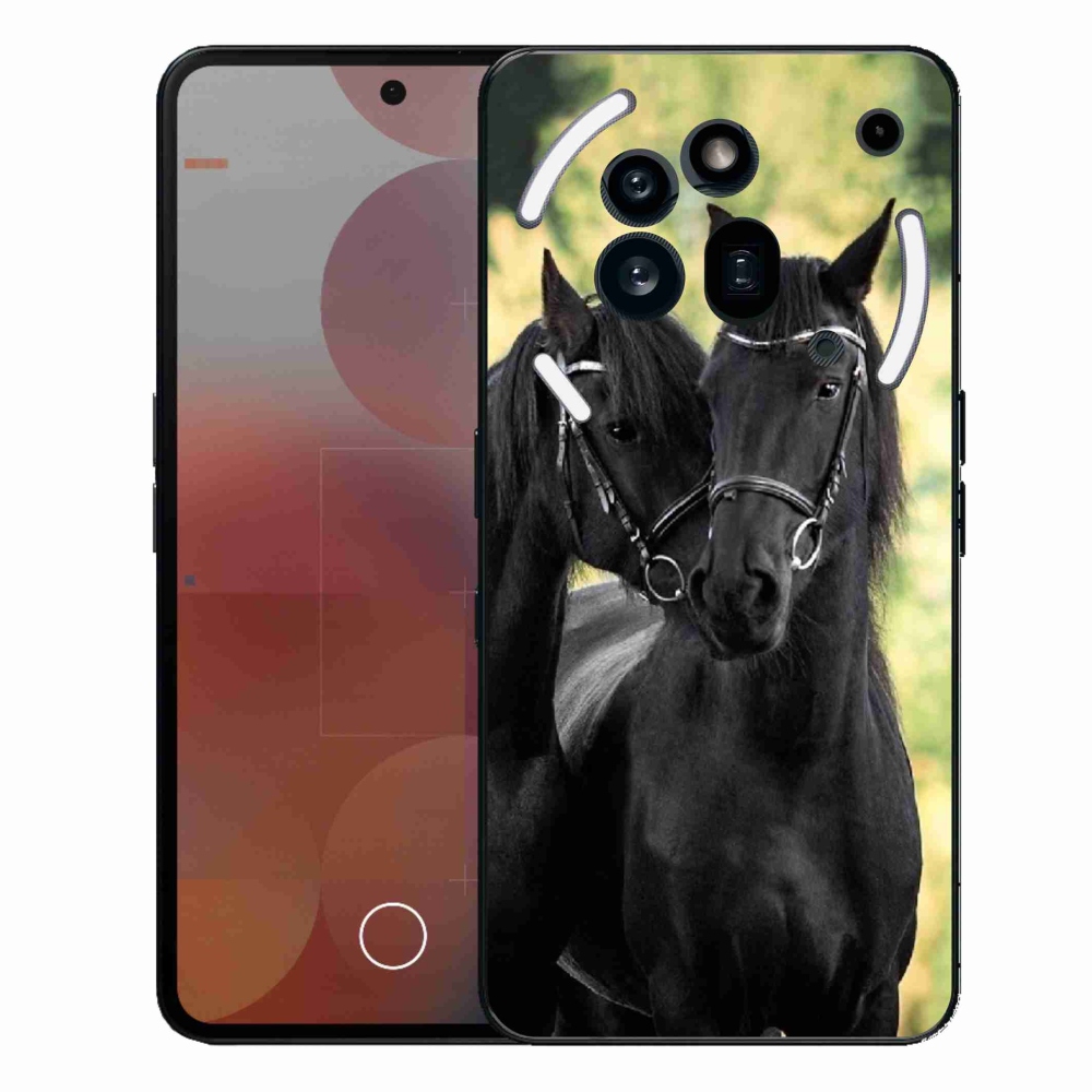 Gelový kryt mmCase na Nothing Phone (3a) Pro - dva černí koně