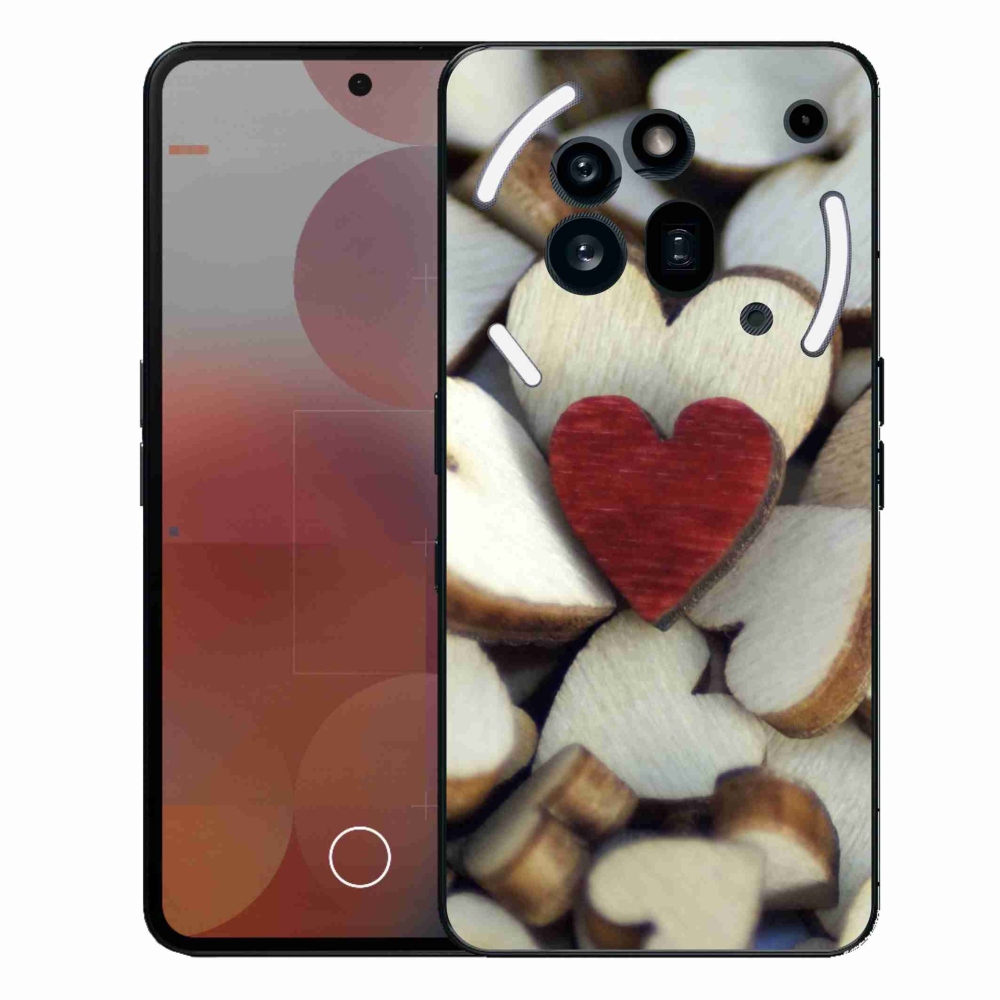 Gelový kryt mmCase na Nothing Phone (3a) Pro - gravírované červené srdce 