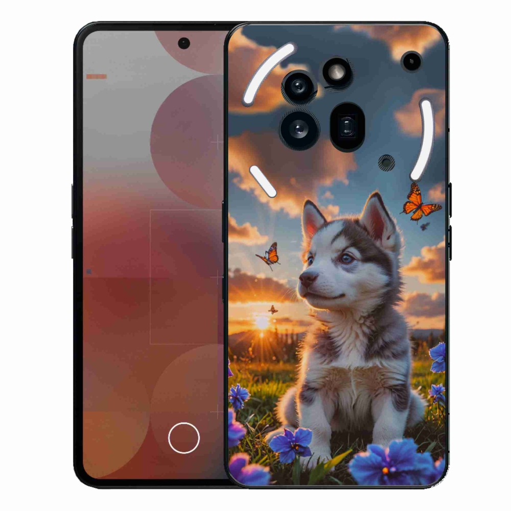 Gelový kryt mmCase na Nothing Phone (3a) Pro - husky při západu slunce