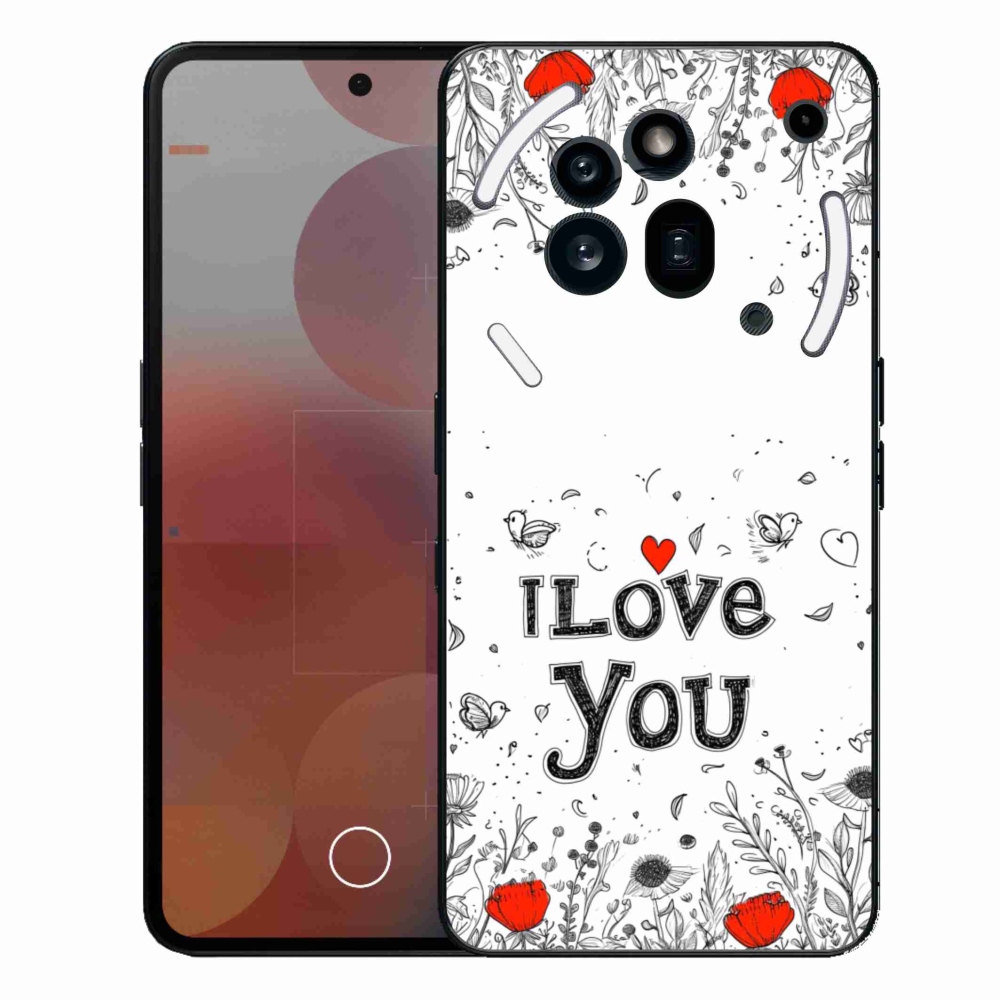 Gelový kryt mmCase na Nothing Phone (3a) Pro - I love you bílé pozadí