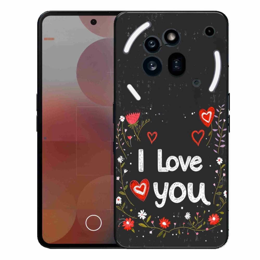 Gelový kryt mmCase na Nothing Phone (3a) Pro - I love you černé pozadí