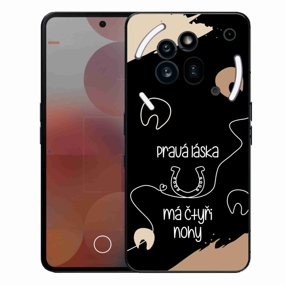 Gelový kryt mmCase na Nothing Phone (3a) Pro - koňský motiv černé pozadí