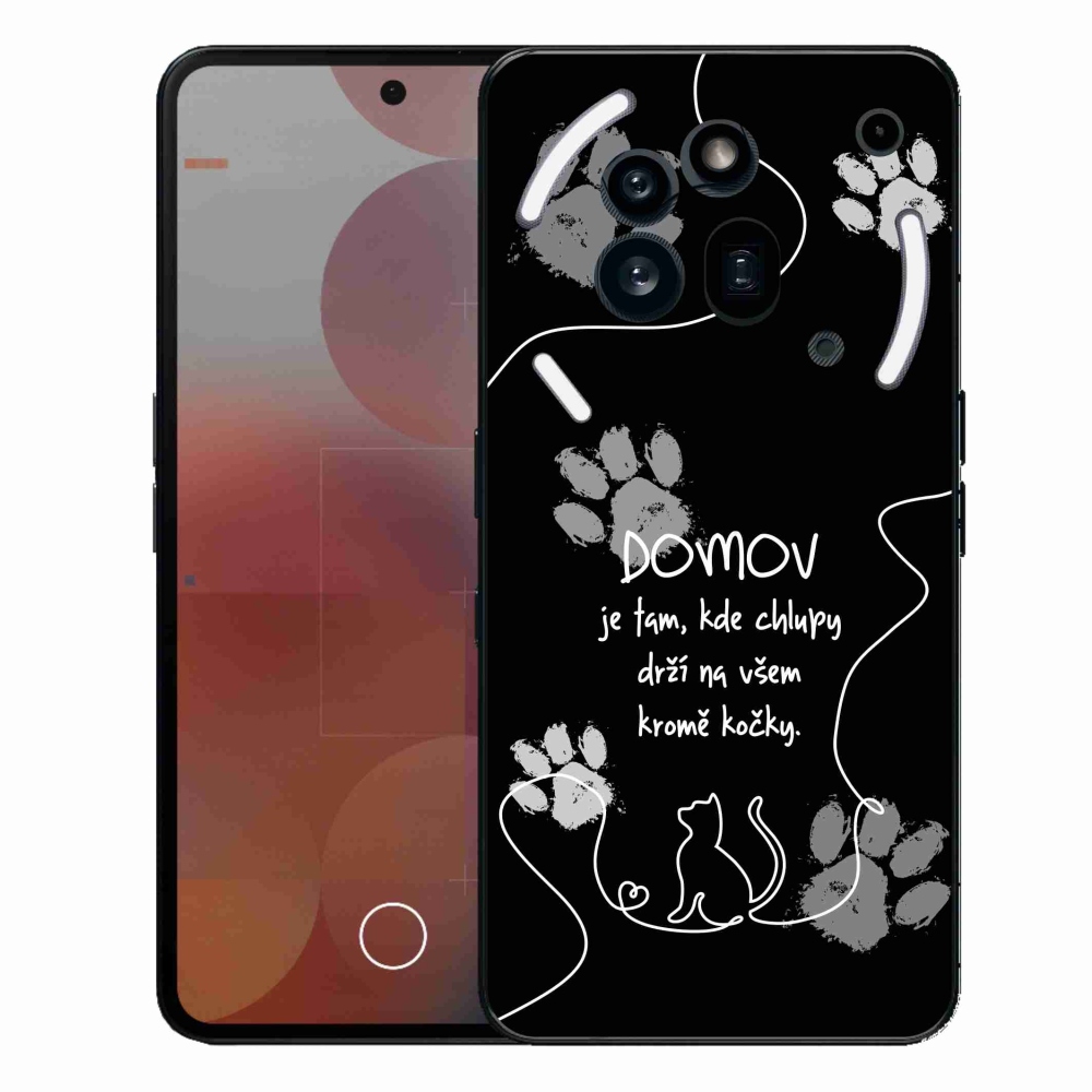 Gelový kryt mmCase na Nothing Phone (3a) Pro - kočičí motiv černé pozadí