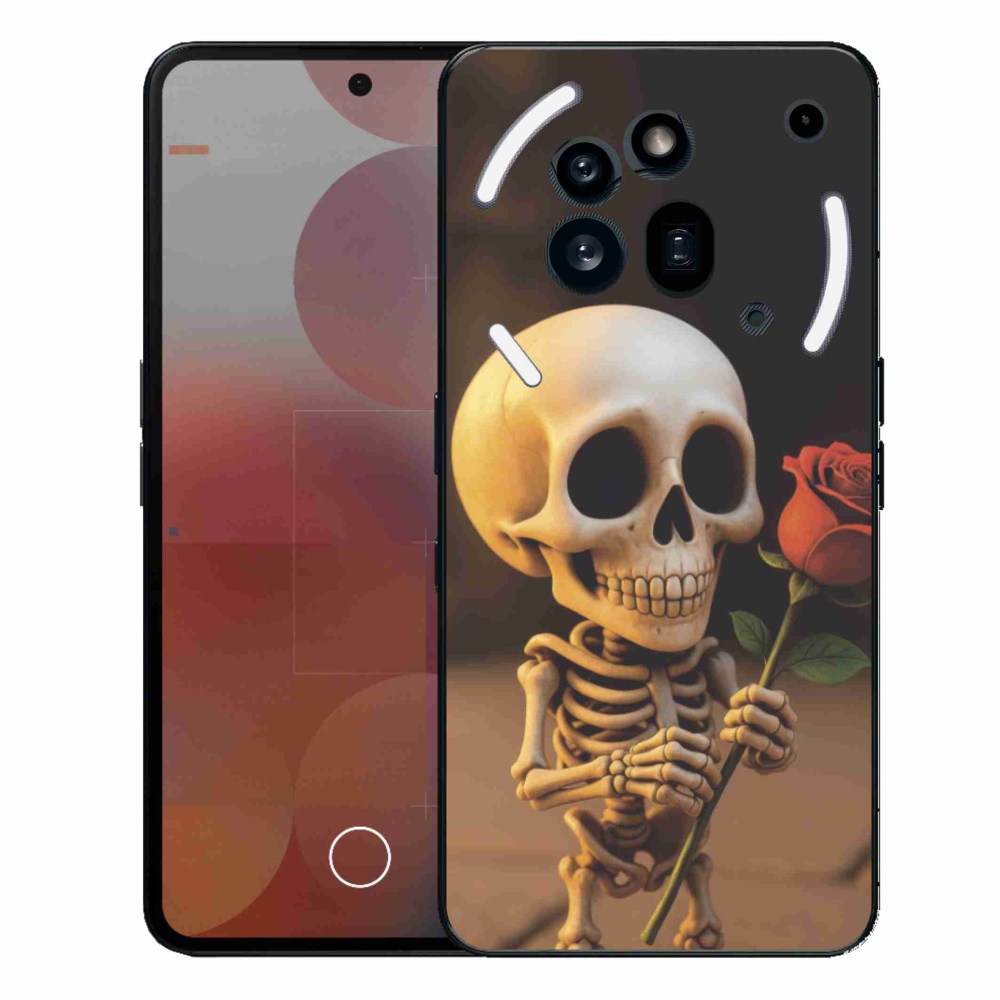 Gelový kryt mmCase na Nothing Phone (3a) Pro - kostlivec s růží