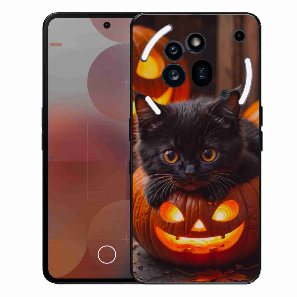 Gelový kryt mmCase na Nothing Phone (3a) Pro - kotě a dýně