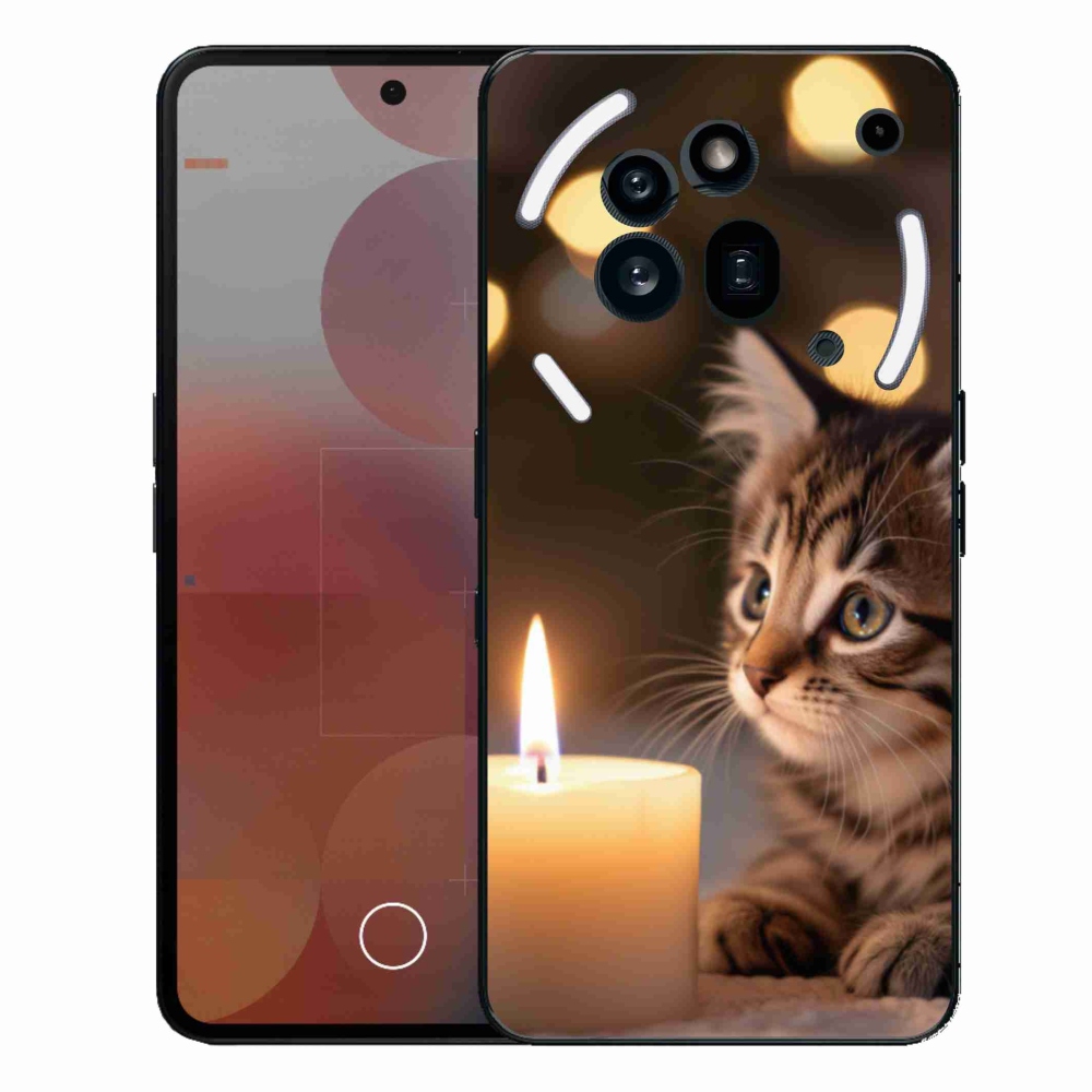 Gelový kryt mmCase na Nothing Phone (3a) Pro - kotě a svíčka