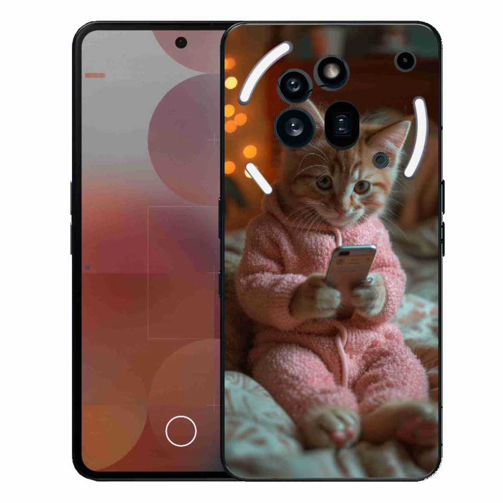 Gelový kryt mmCase na Nothing Phone (3a) Pro - kotě s mobilem