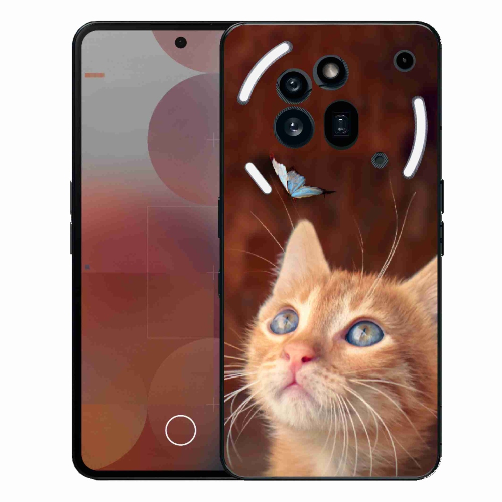 Gelový kryt mmCase na Nothing Phone (3a) Pro - motýl a kotě