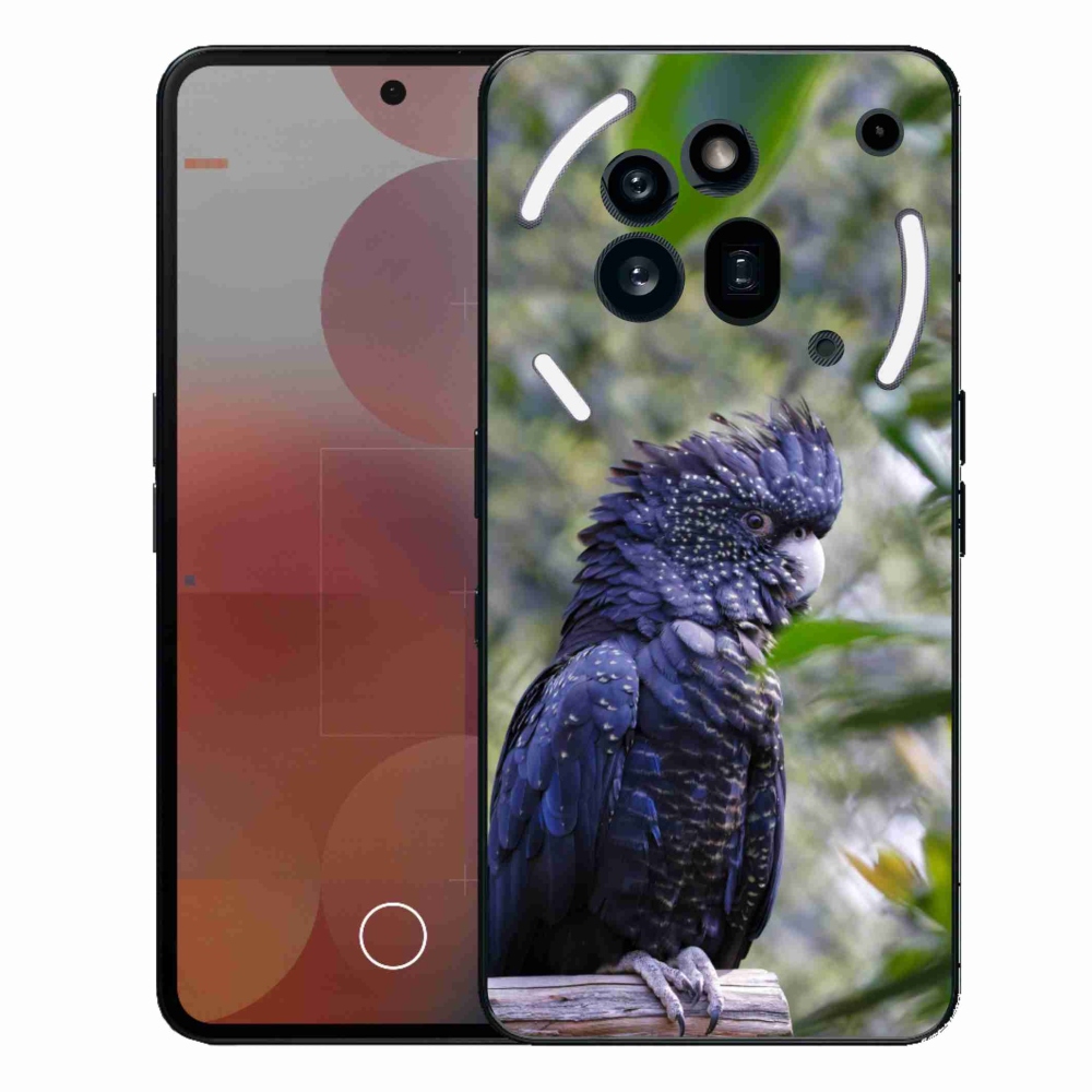 Gelový kryt mmCase na Nothing Phone (3a) Pro - papoušek kakadu černý