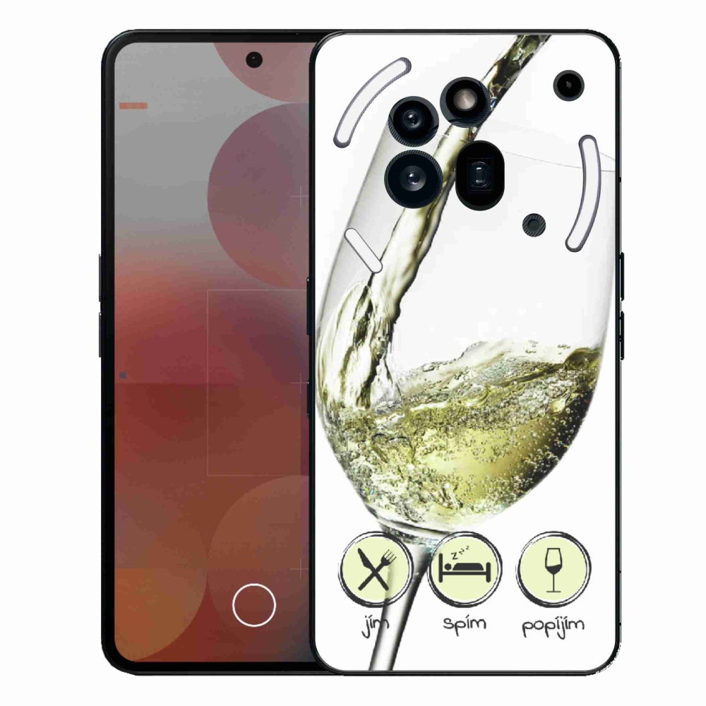 Gelový kryt mmCase na Nothing Phone (3a) Pro - sklenička vína bílé
