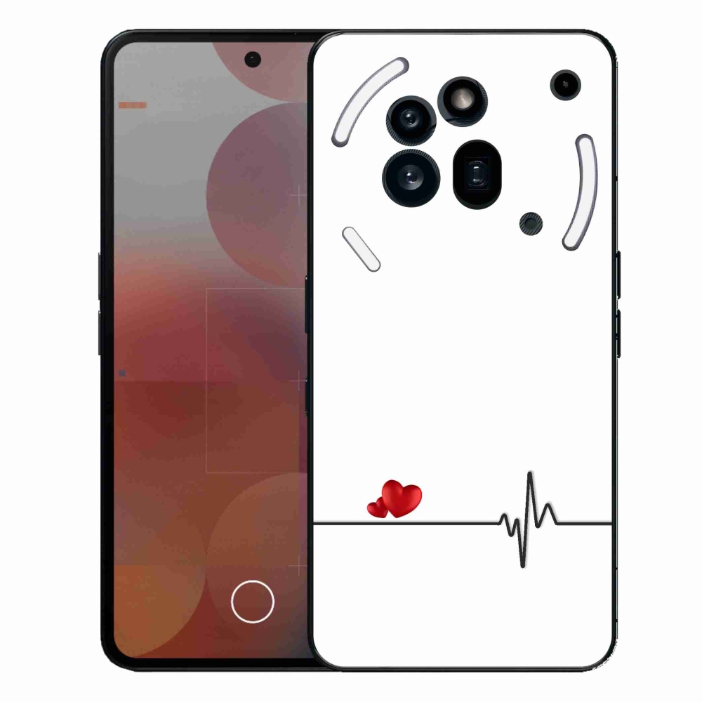 Gelový kryt mmCase na Nothing Phone (3a) Pro - srdce a tep bílé pozadí