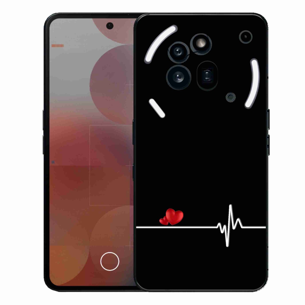 Gelový kryt mmCase na Nothing Phone (3a) Pro - srdce a tep černé pozadí